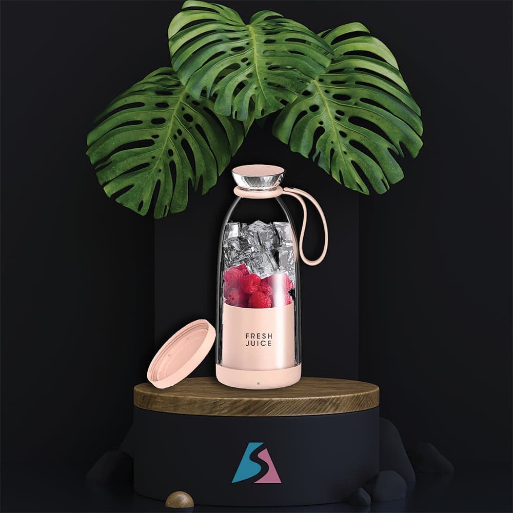 Pink Fresh Juice blender with its lid off