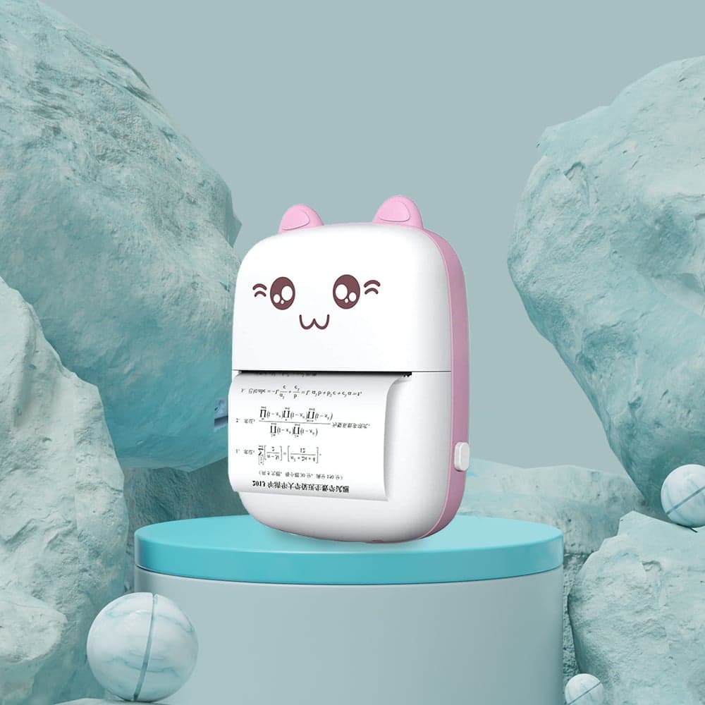 Cat-ear mini thermal printer printing notes